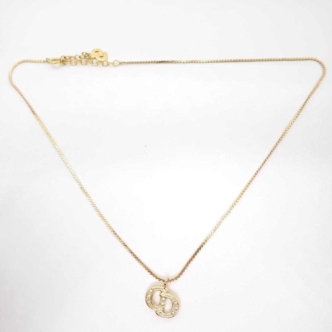 ディオール　ネックレス　CDロゴ　ラインストーン　ゴールド　金