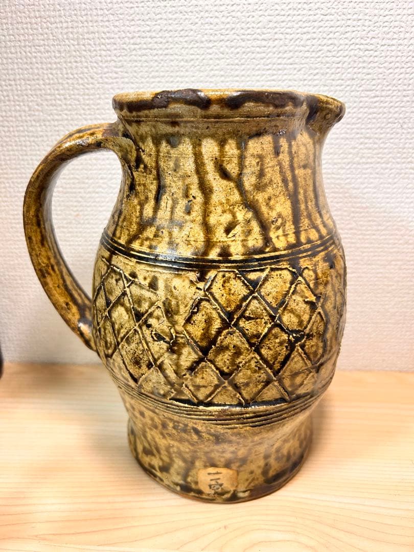 飴釉貼付紋　ピッチャー　検）民藝　益子焼　濱田庄司　濱田篤哉　藤井佐知