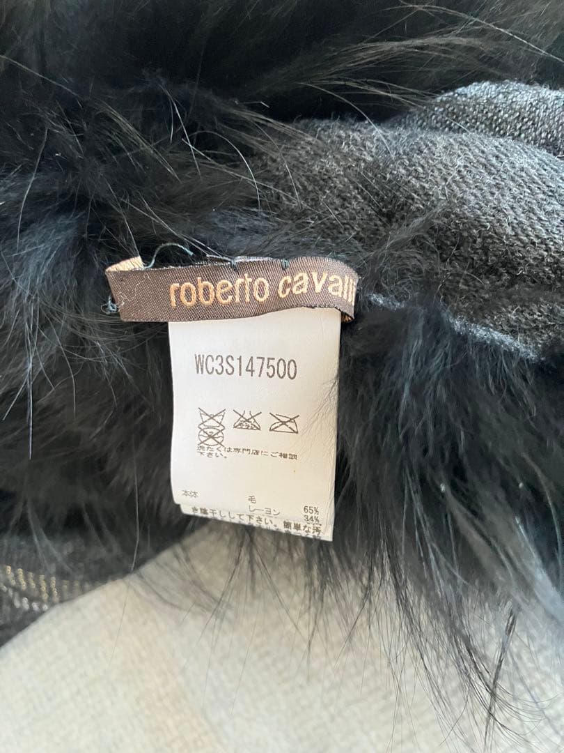 Roberto Cavalli ファー　ポンチョ　ケープ　マント　ストール