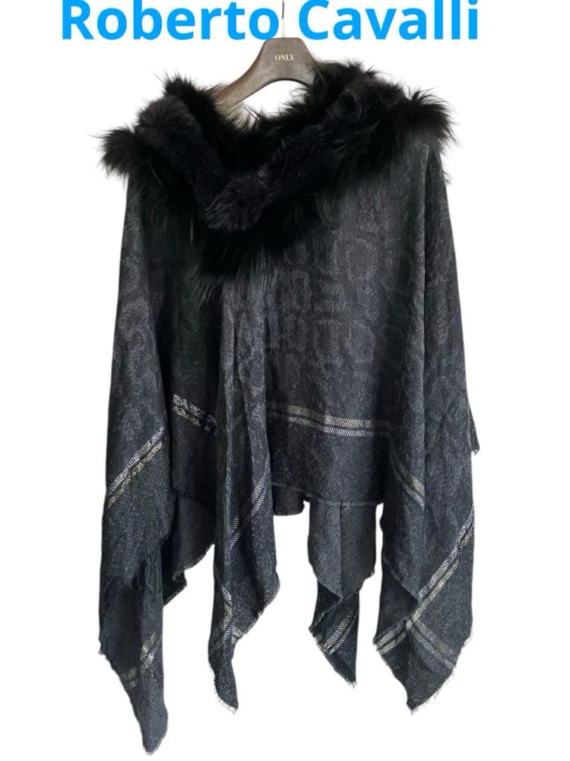Roberto Cavalli ファー　ポンチョ　ケープ　マント　ストール