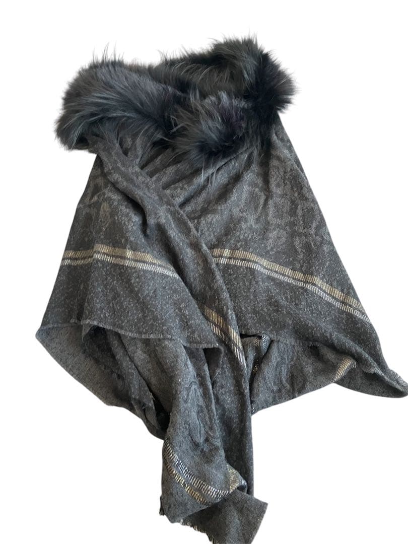 Roberto Cavalli ファー　ポンチョ　ケープ　マント　ストール