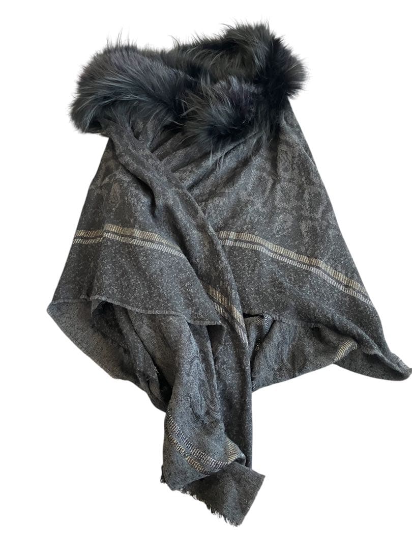 Roberto Cavalli ファー　ポンチョ　ケープ　マント　ストール