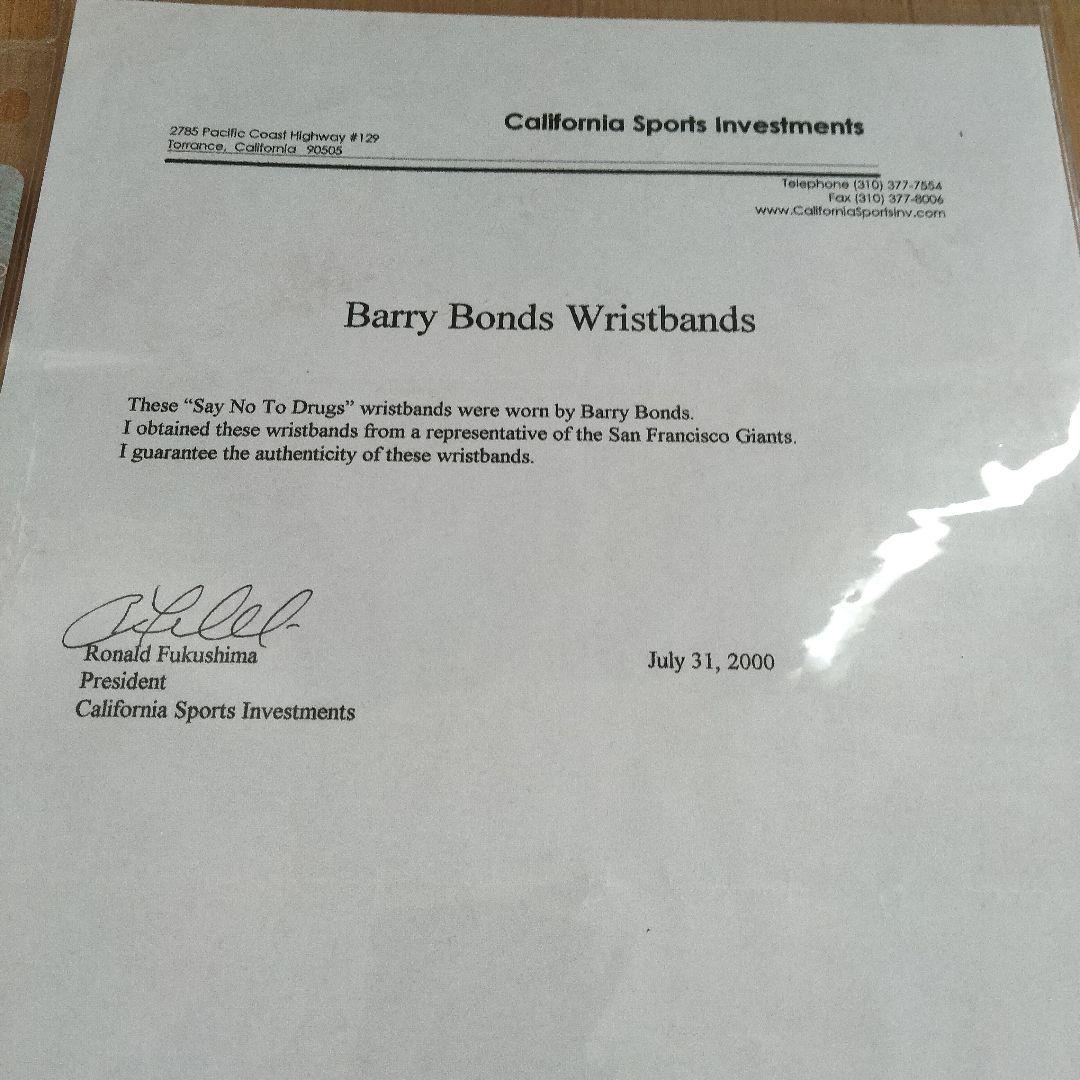 バリーボンズ 実使用リストバンド2本