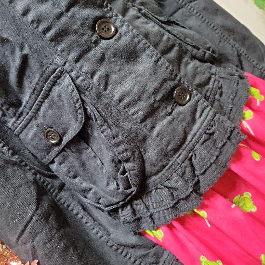 新品未使用タグ付きフリルバルーン襟ブラックデニムジャケット