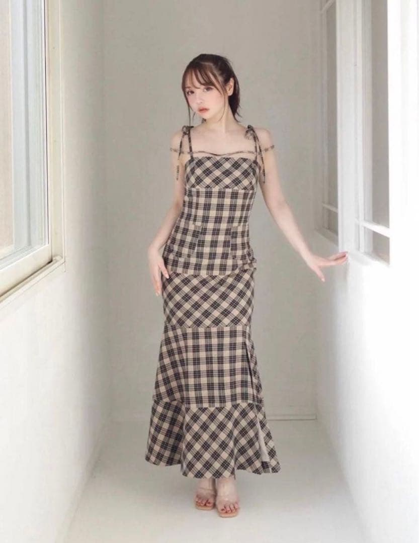 ANDMARY Cecily check long dress アンドマリー