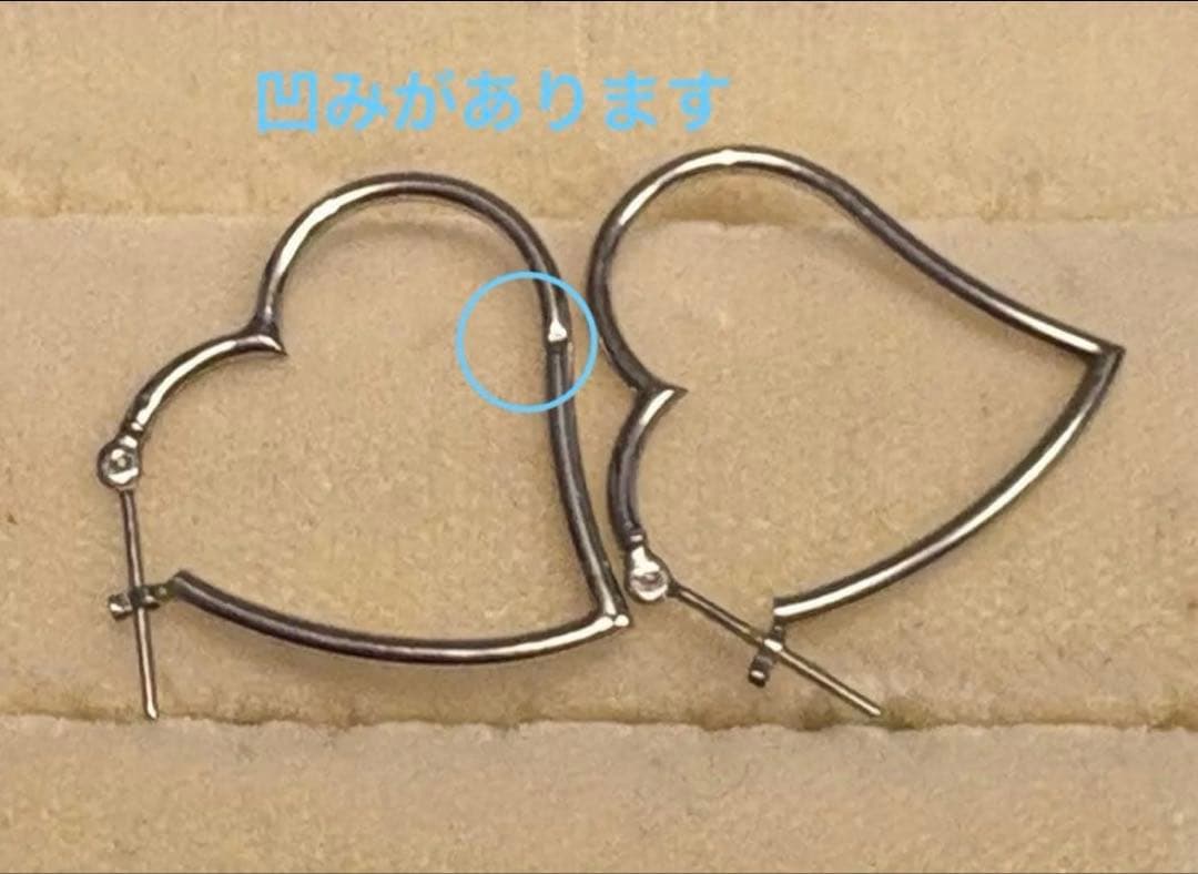 10金 ピアス ハート ホワイトゴールド オープンハート フープピアス