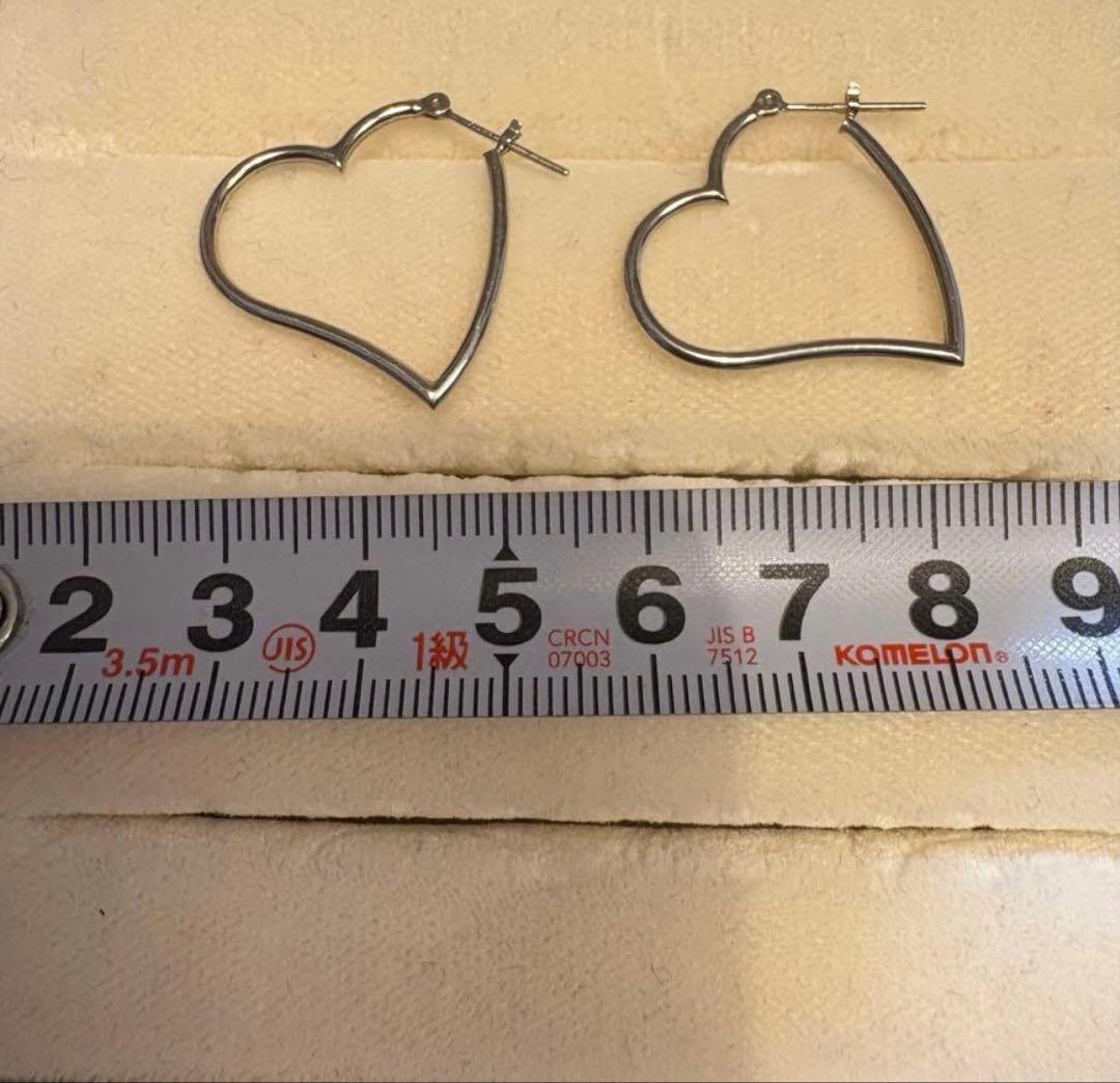 10金 ピアス ハート ホワイトゴールド オープンハート フープピアス