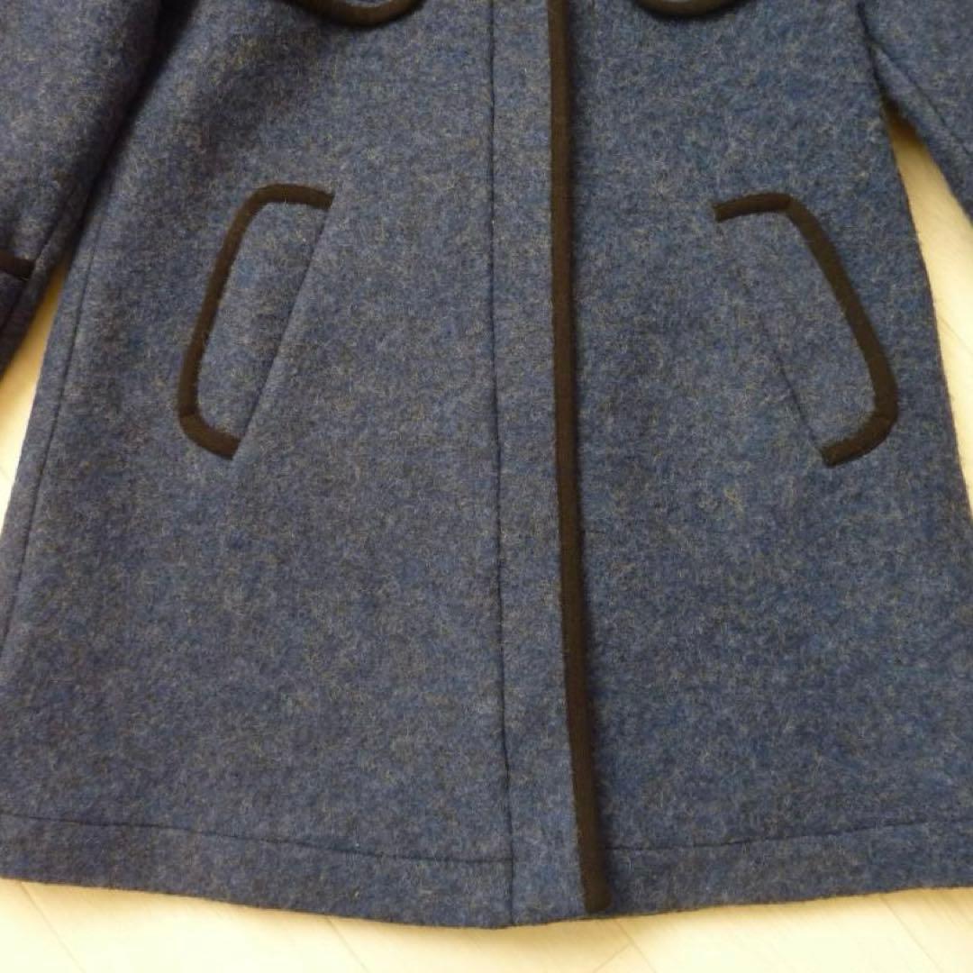 未使用 LORITTI ロング丈 フード付ウールコート M イタリア製 ネイビー
