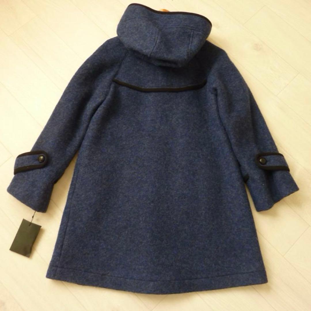 未使用 LORITTI ロング丈 フード付ウールコート M イタリア製 ネイビー