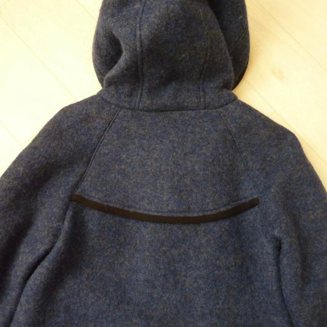 未使用 LORITTI ロング丈 フード付ウールコート M イタリア製 ネイビー