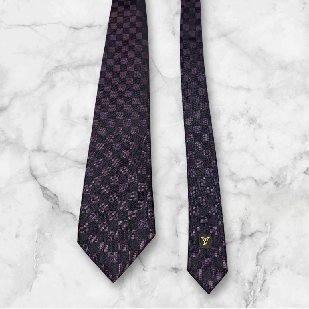 LOUIS VUITTON ルイヴィトン　ネクタイ　ダミエ　LV 紫