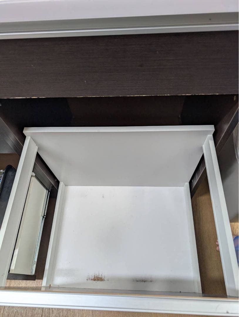 ニトリ　ダークブラウン 食器棚 4段引き出し ホワイト天板