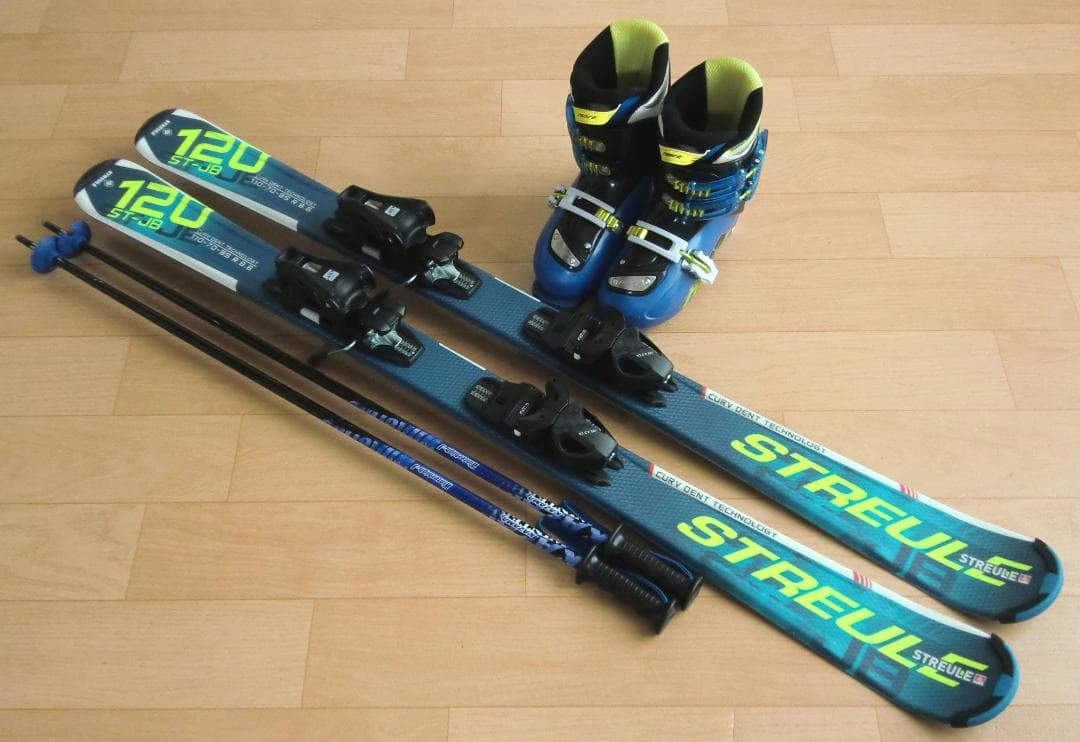 ■■送料無料■STREULE■子供用スキー4点セット■120/22■WAX済■■