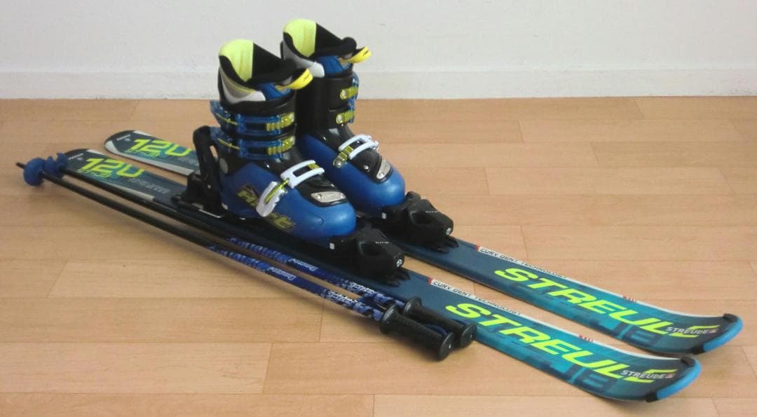 ■■送料無料■STREULE■子供用スキー4点セット■120/22■WAX済■■