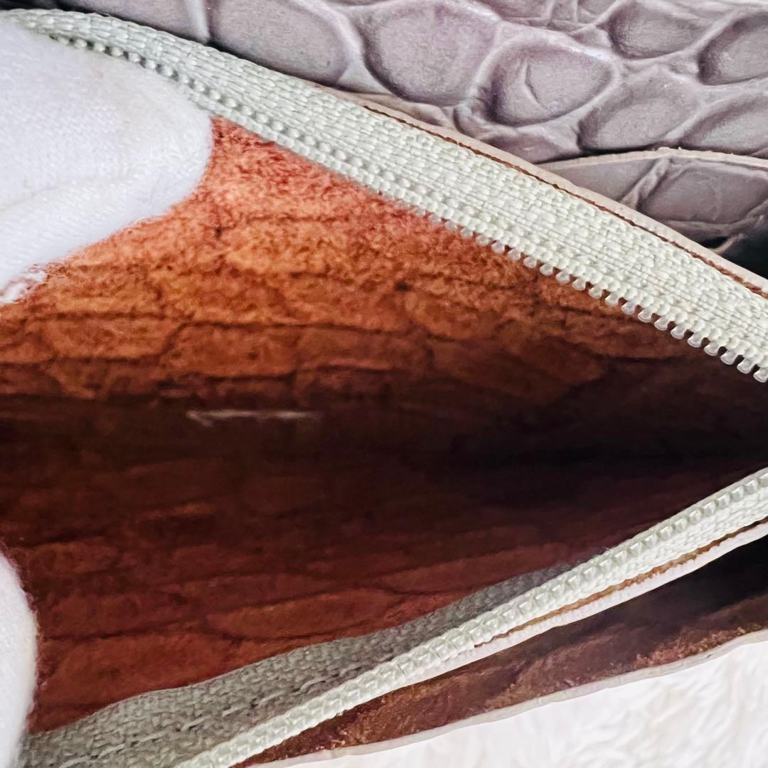 【希少】IL BISONTE クロコ型押し　二つ折財布　本革　バイソン刻印　高級