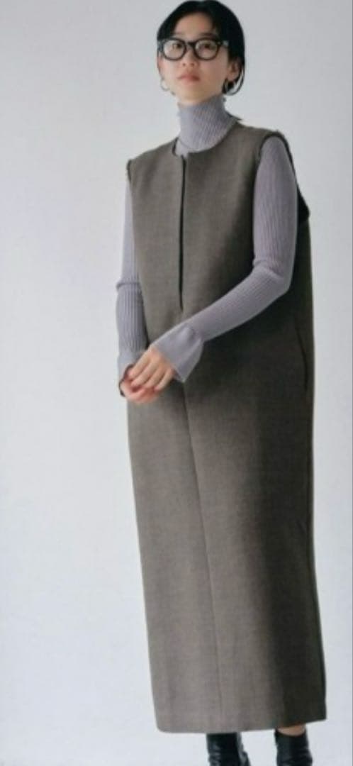 【試着のみ】TODAYFUL ダブルフェイスウールネックドレス