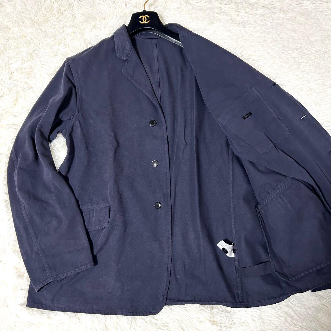 【COMOLI】テーラードジャケット サイズ3 製品染 ネイビー コットン100