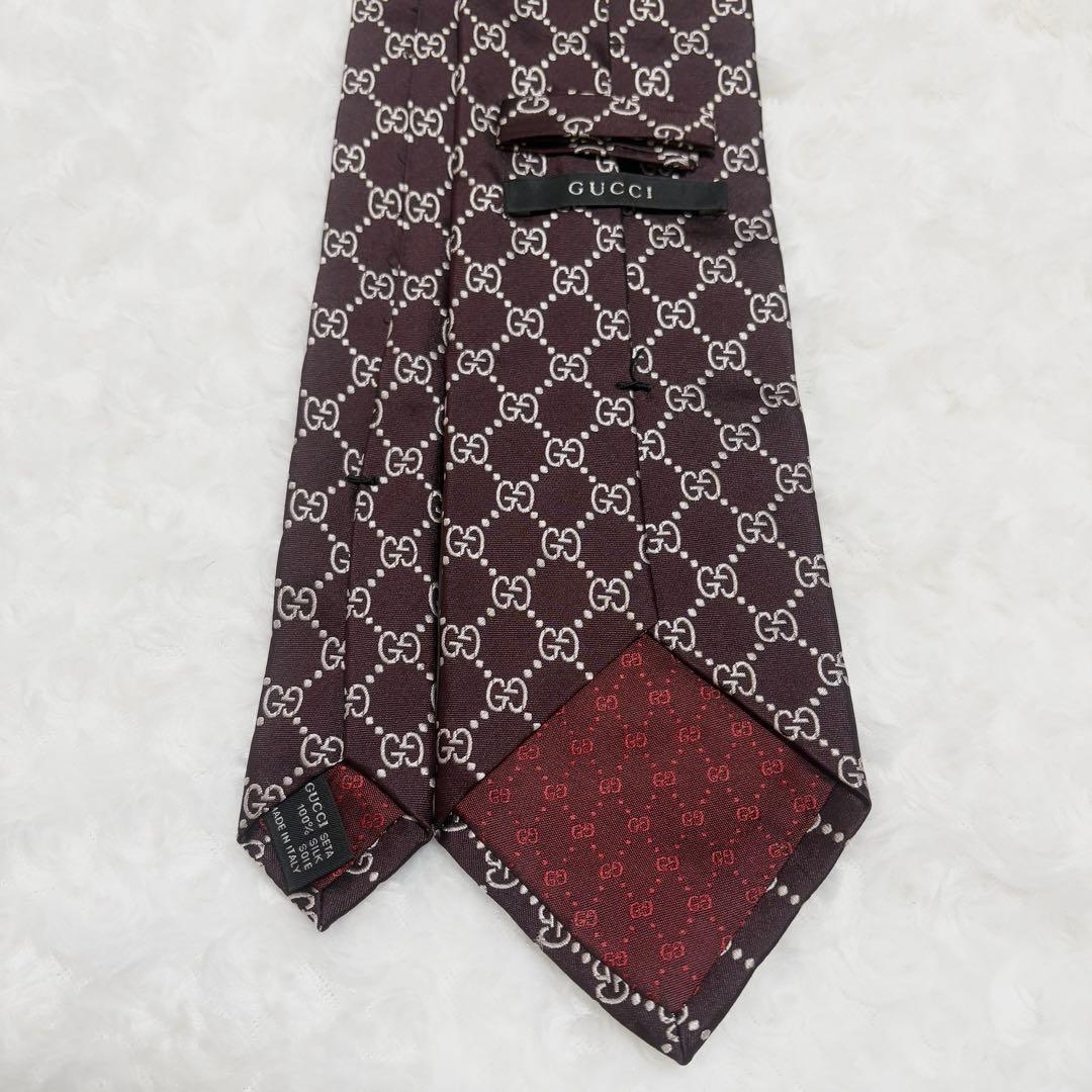 【美品】グッチ ネクタイ ハイブランド GG柄 インターロッキング 光沢 希少