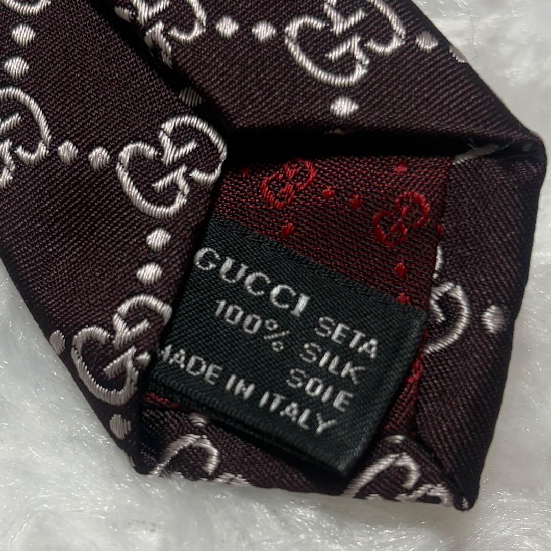【美品】グッチ ネクタイ ハイブランド GG柄 インターロッキング 光沢 希少