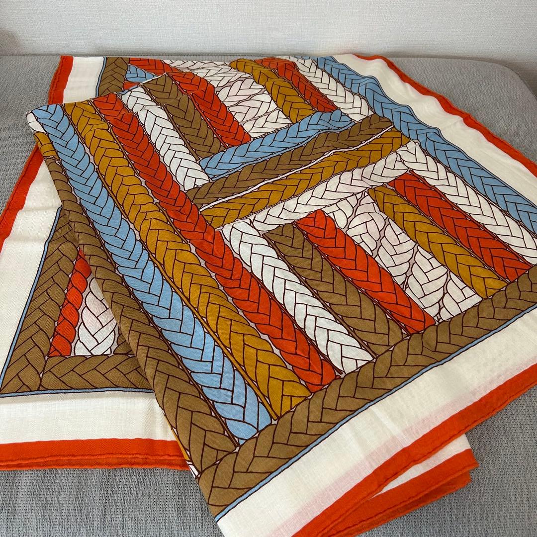 極美品☆エルメス　カレジュアン140 トレスH カシミヤストール カシシル