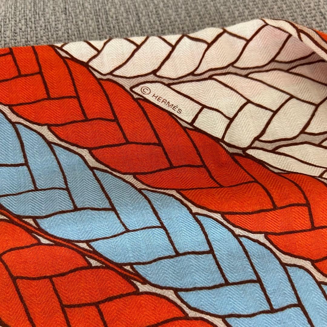 極美品☆エルメス　カレジュアン140 トレスH カシミヤストール カシシル