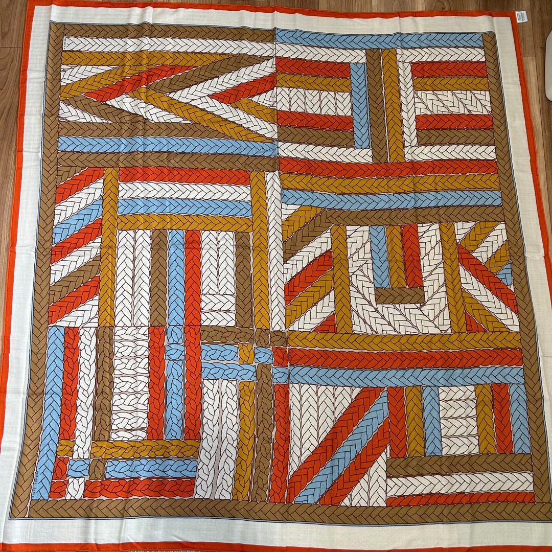 極美品☆エルメス　カレジュアン140 トレスH カシミヤストール カシシル