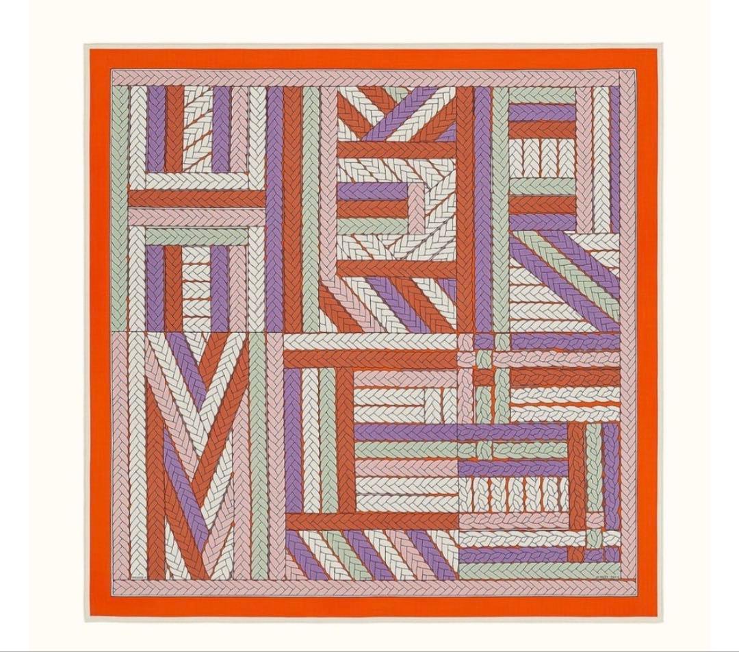 極美品☆エルメス　カレジュアン140 トレスH カシミヤストール カシシル