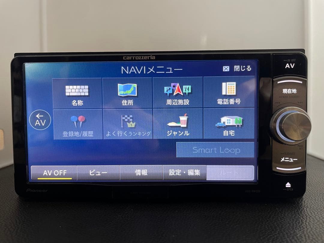 最新地図楽ナビAVIC-RW300中古200mm7Ｖ型ワンセグTV最新オービス