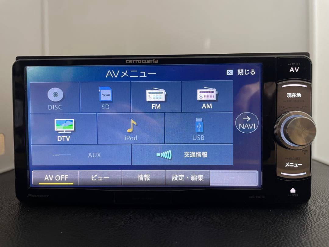 最新地図楽ナビAVIC-RW300中古200mm7Ｖ型ワンセグTV最新オービス