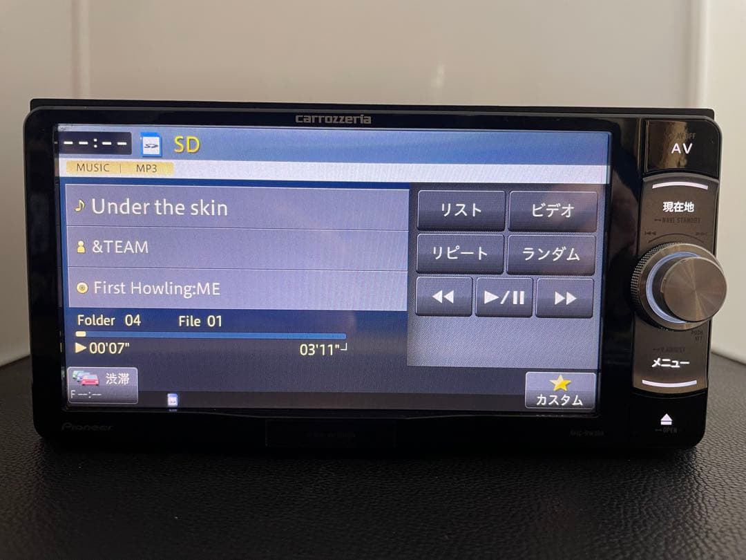 最新地図楽ナビAVIC-RW300中古200mm7Ｖ型ワンセグTV最新オービス