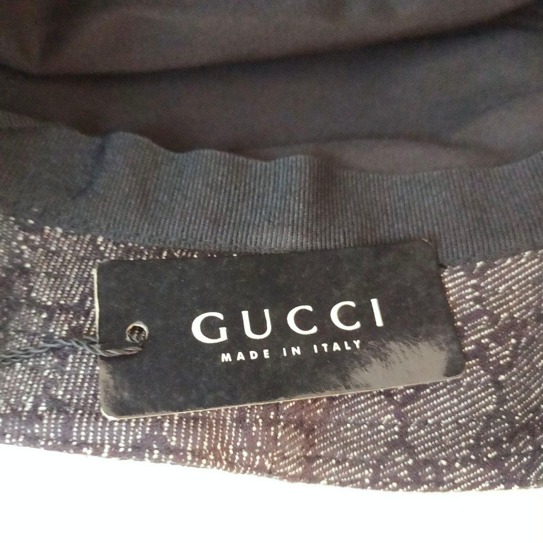 《タグ付未使用・プレートキズ有》GUCCI ブラックデニム バケットハット L