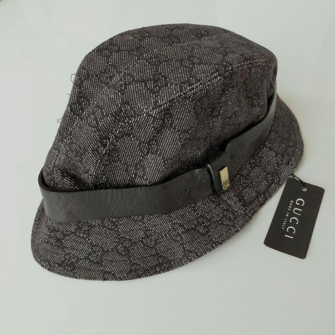 《タグ付未使用・プレートキズ有》GUCCI ブラックデニム バケットハット L