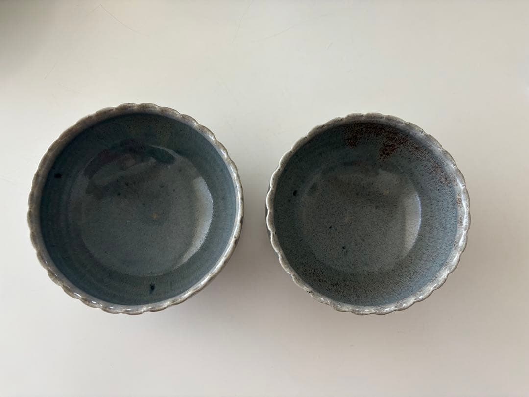 2個セット 余宮隆さん 窯灰釉 輪花ボウル