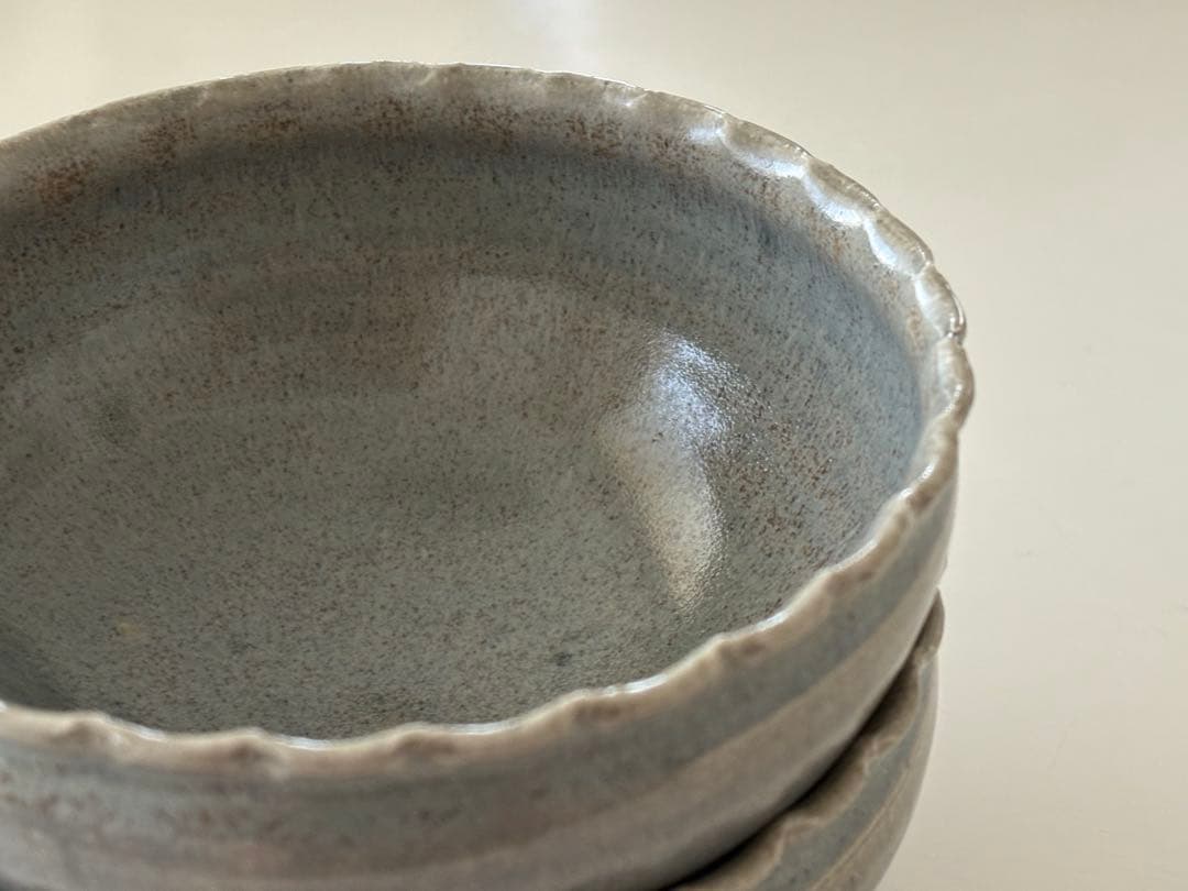 2個セット 余宮隆さん 窯灰釉 輪花ボウル