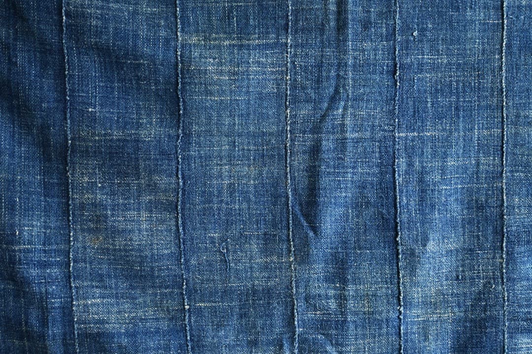 アフリカ ブルキナファソ モシ族/ブルーインディゴ 大判クロス/フリンジストール