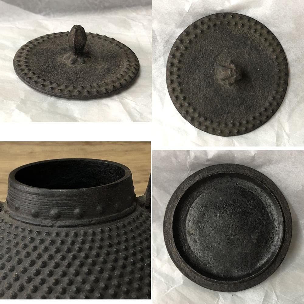 y009 人間国宝 鈴木盛久 霰紋 小型 鉄瓶 高さ14cm 小鉄瓶 茶道具