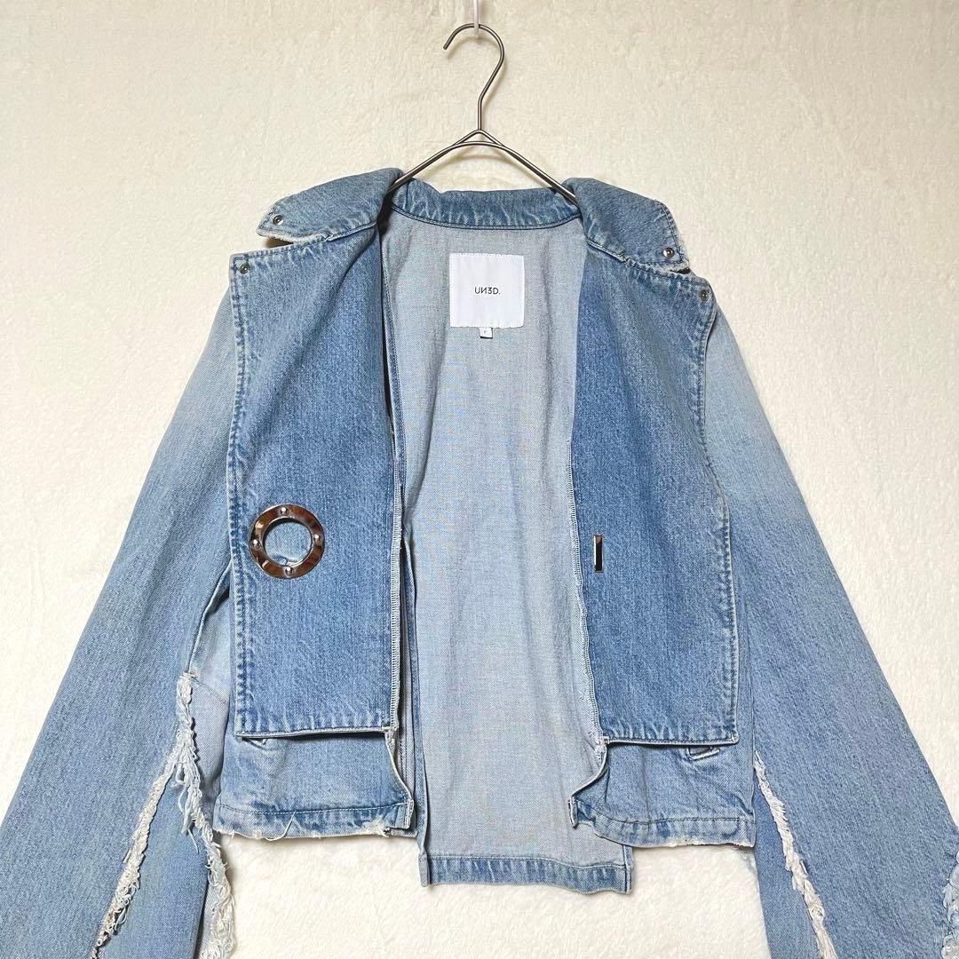 【UN3D】希少品✨アシンメトリーデニムジャケット ダメージ加工 石原さとみ着用