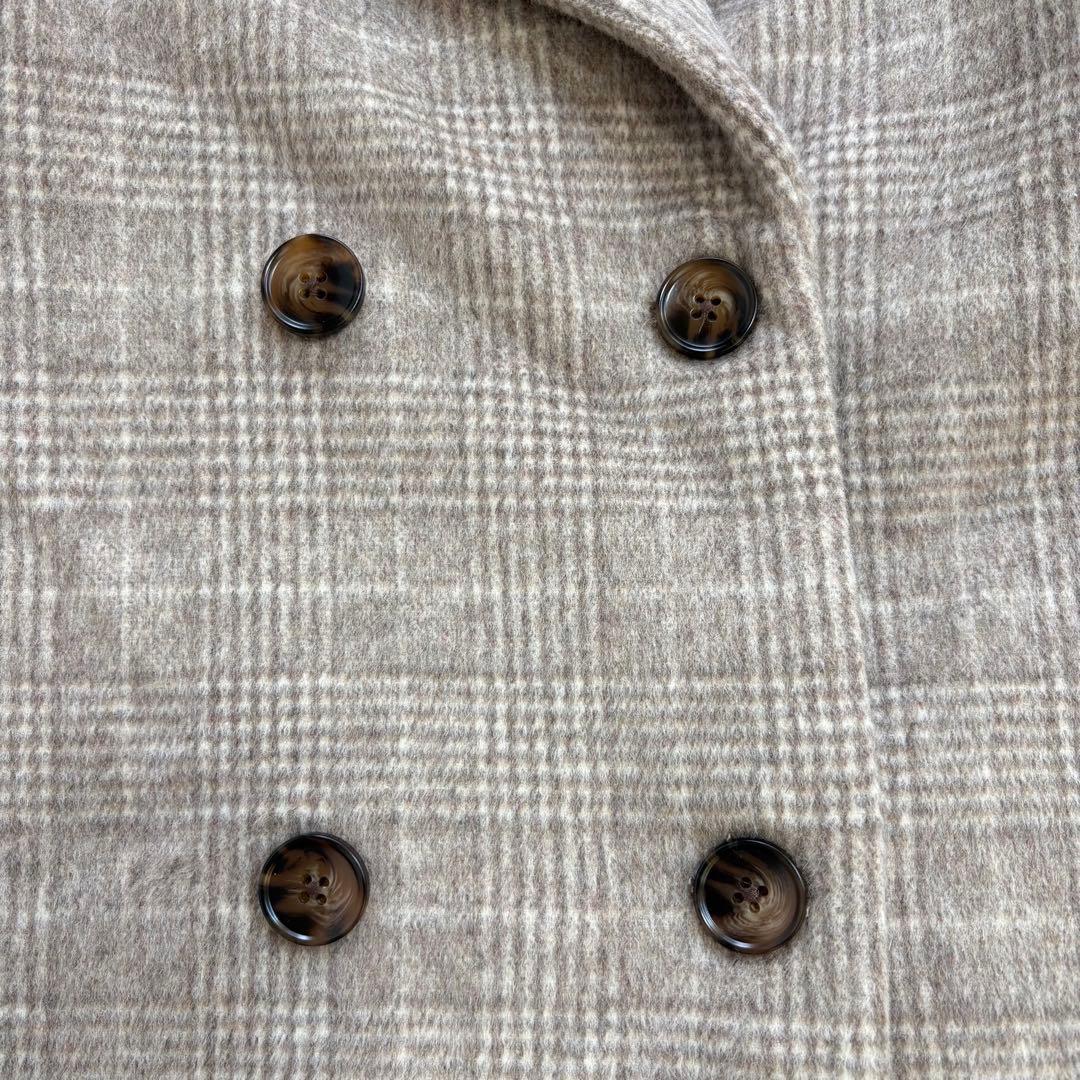 新品　COHINA コヒナ ミドル丈チェックコート F ウール混 ベージュ系