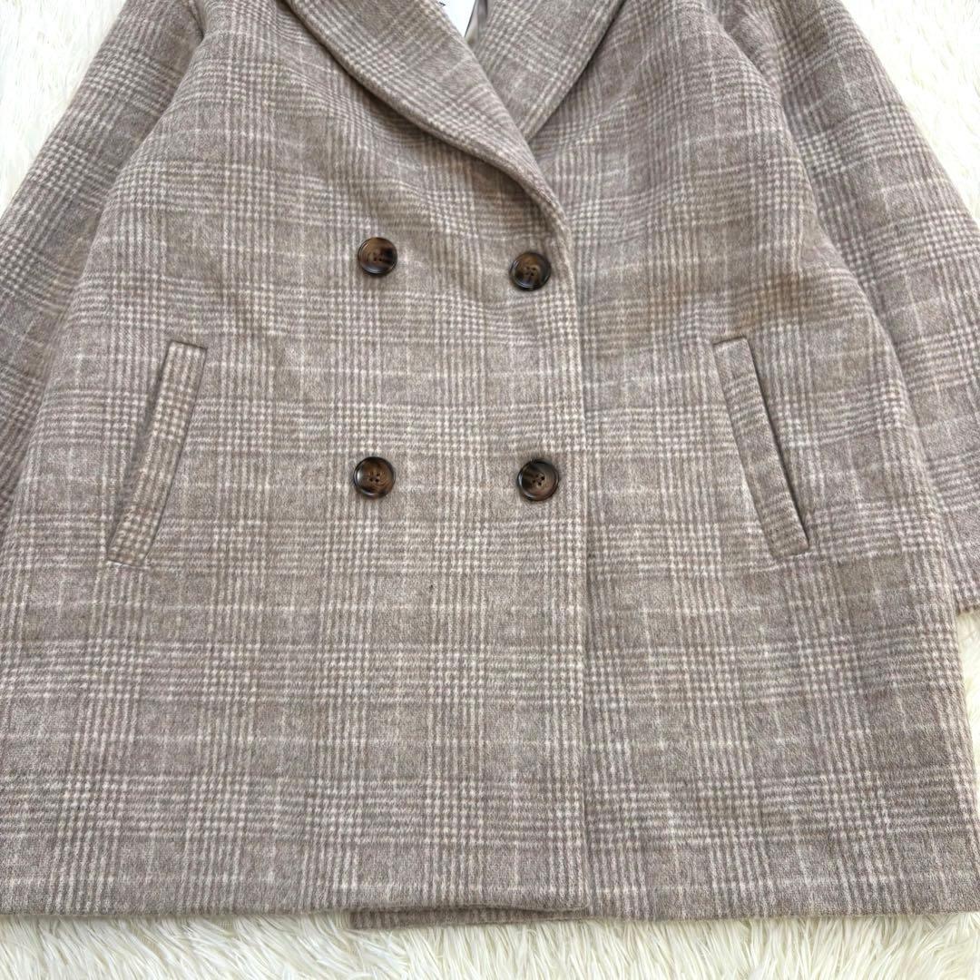 新品　COHINA コヒナ ミドル丈チェックコート F ウール混 ベージュ系
