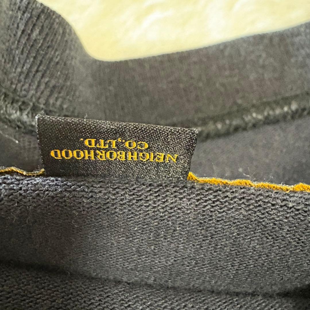 ネイバーフッド 綿×レーヨン リブ付き長袖T 1ポイント刺繍＋フロッキープリント