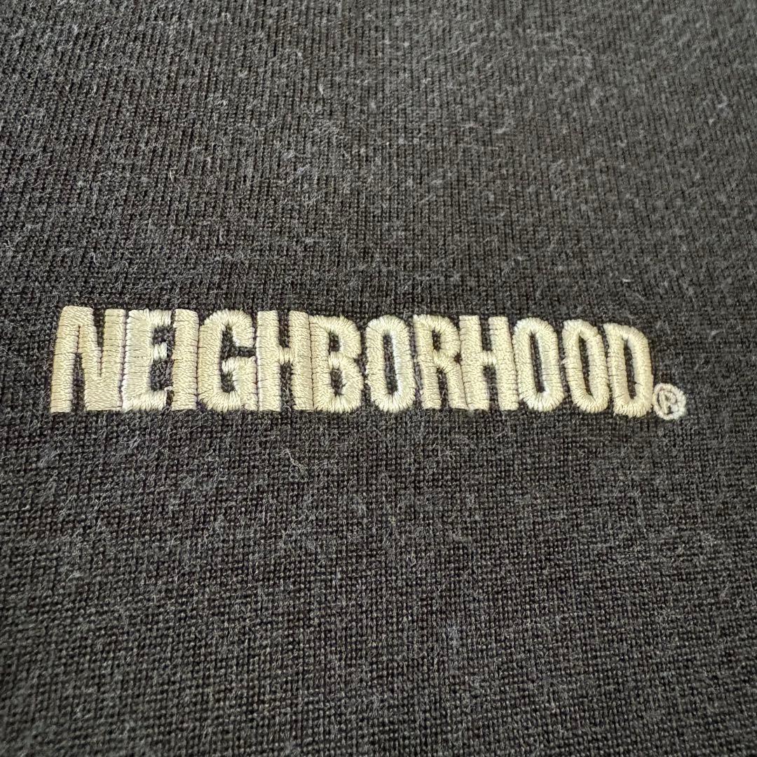 ネイバーフッド 綿×レーヨン リブ付き長袖T 1ポイント刺繍＋フロッキープリント