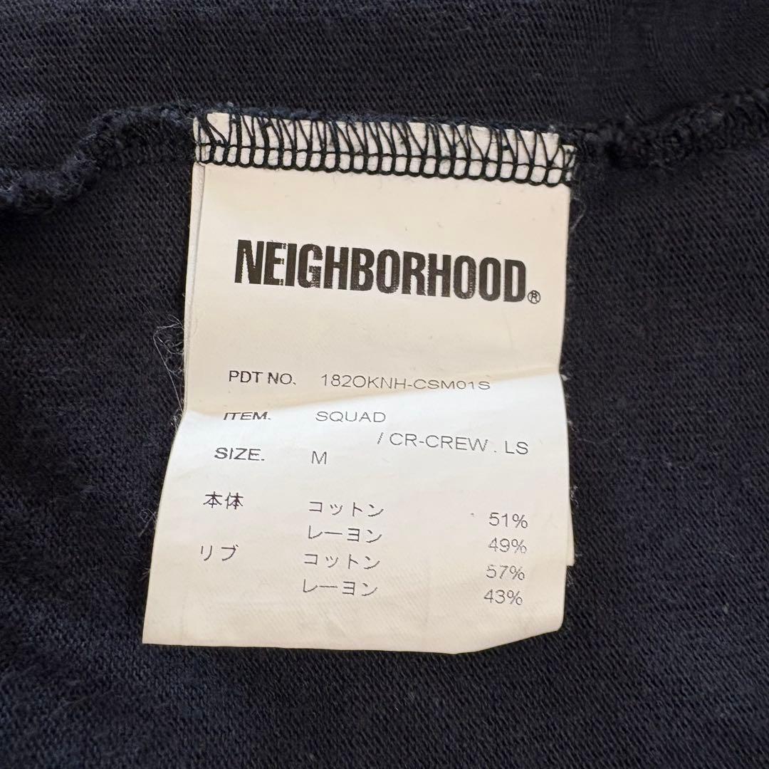 ネイバーフッド 綿×レーヨン リブ付き長袖T 1ポイント刺繍＋フロッキープリント
