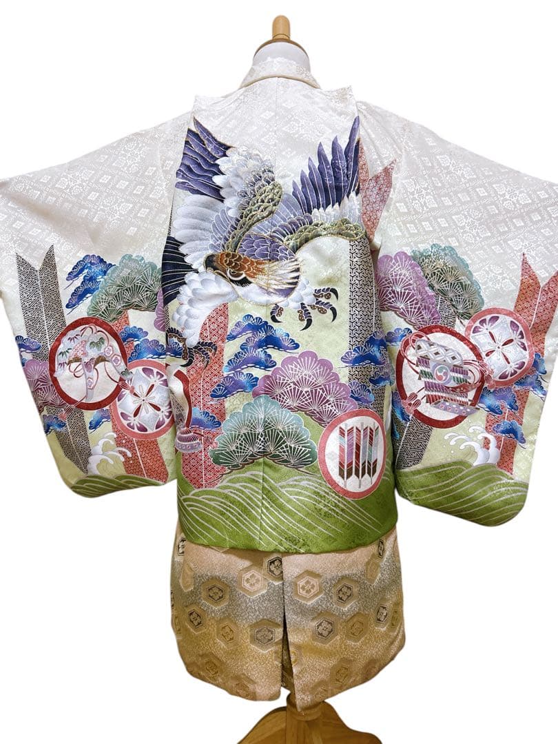 豪華刺繍入り♡七五三　3歳　男の子　抹茶色　緑系　小さめ