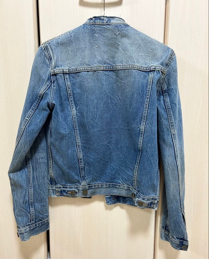 MaisonMargielaマルジェラヴィンテージ加工ノーカラーデニムジャケット