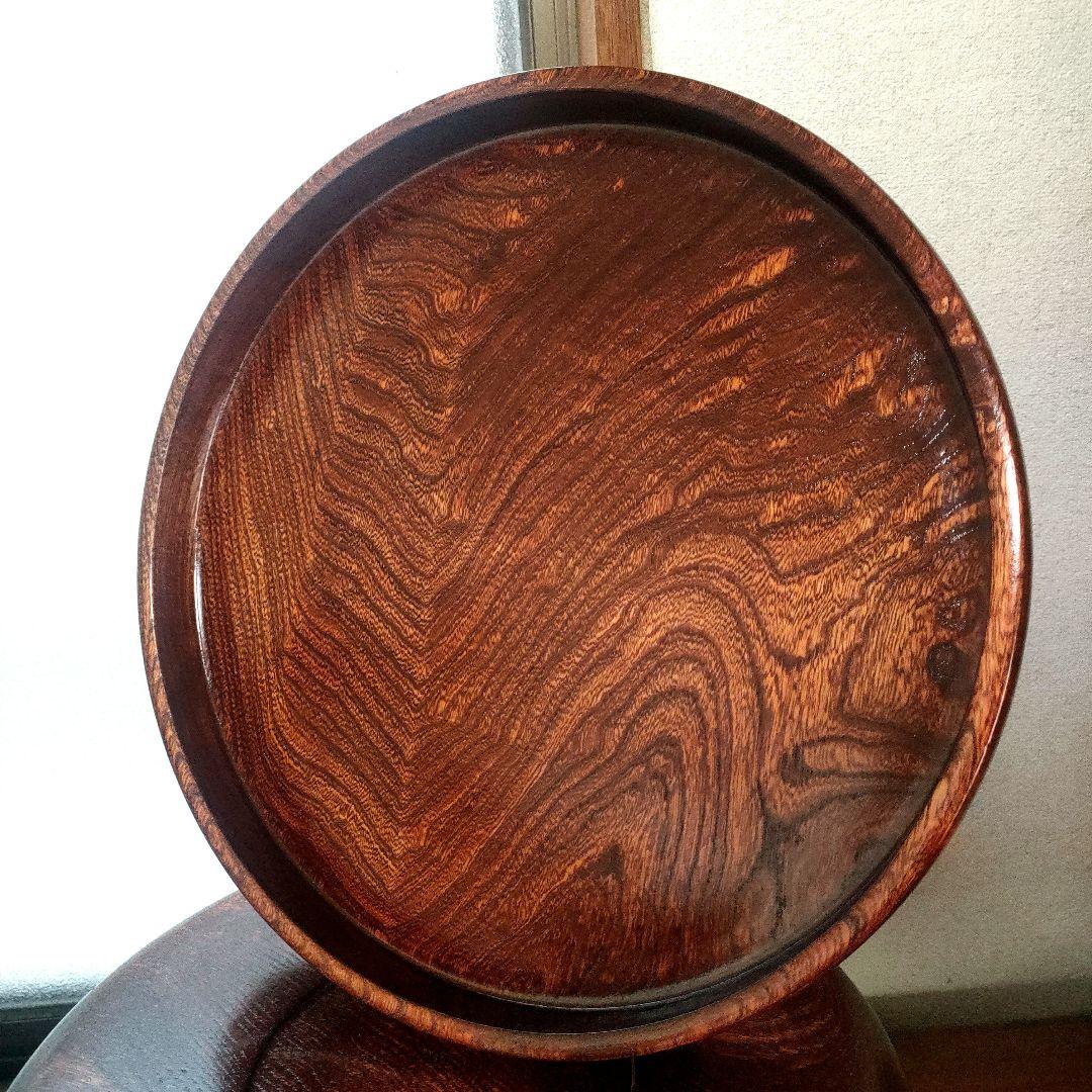 〈未使用〉木製　御茶櫃　ちゃびつ　くり抜き　茶道具　直径33cm　【T-10】