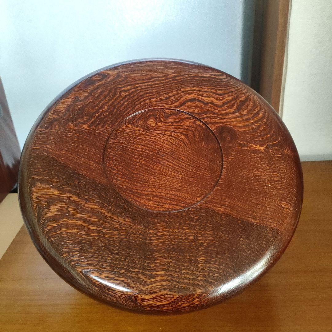 〈未使用〉木製　御茶櫃　ちゃびつ　くり抜き　茶道具　直径33cm　【T-10】