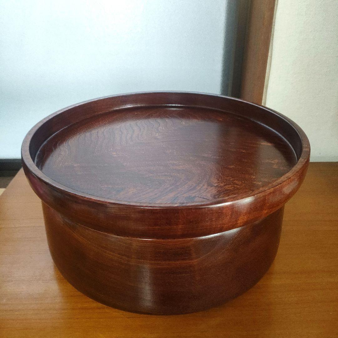 〈未使用〉木製　御茶櫃　ちゃびつ　くり抜き　茶道具　直径33cm　【T-10】