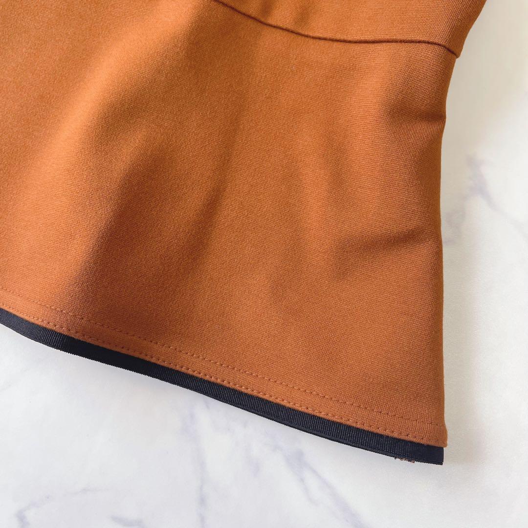 【未使用級】ランバンスポール ペプラム パイピング 長袖シャツ バックジップ38