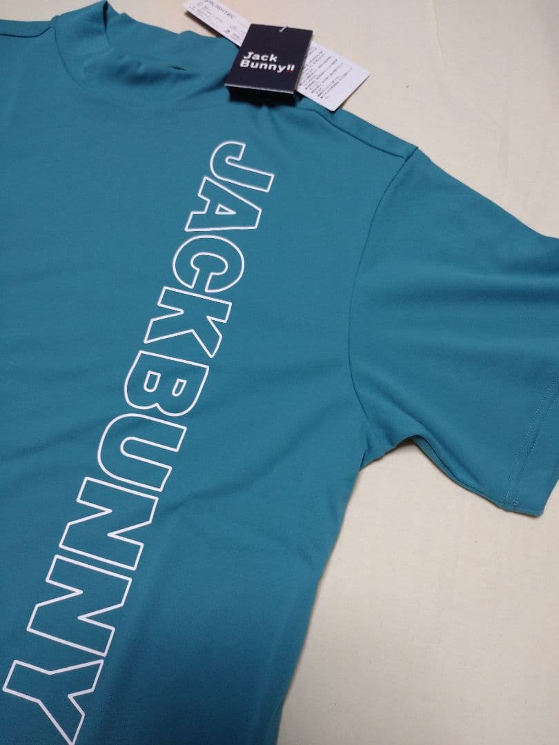 4サイズM グリーン メンズ モックネック 半袖 ジャックバニー ゴルフウエア