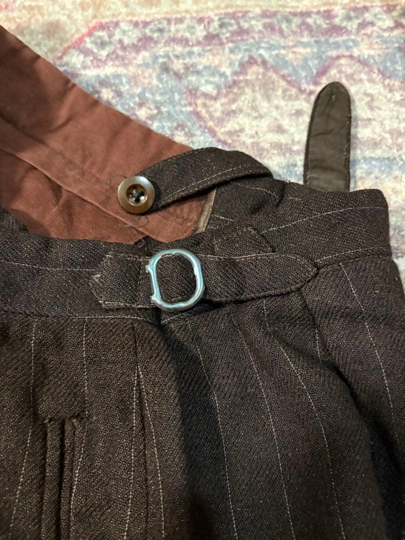 パンツ 1950s French Striped Brown Wool Trousers